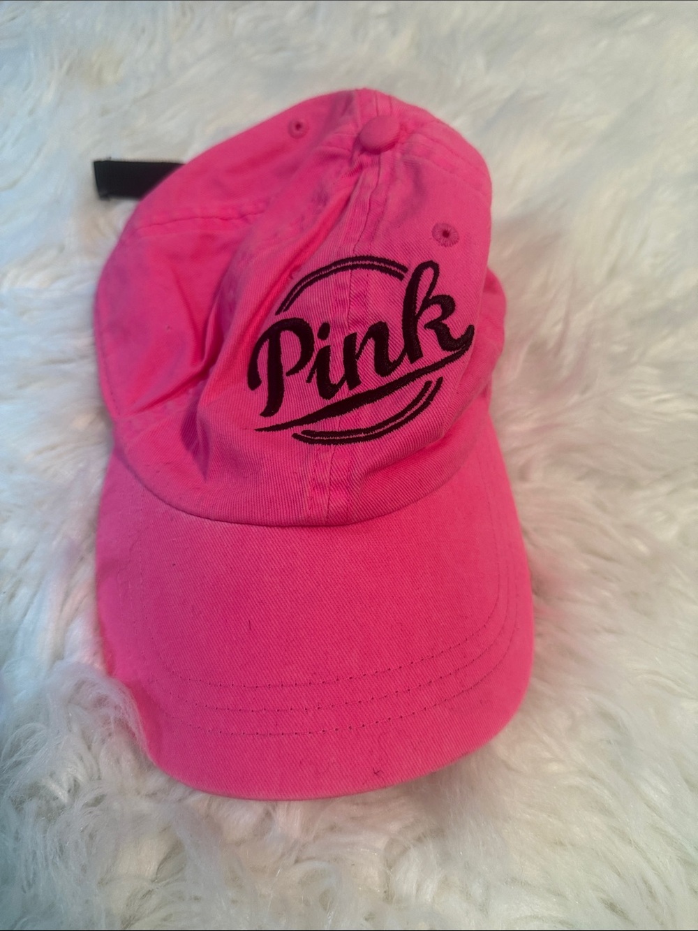 PINK Victoria's Secret Hot Pink  Baseball Hat with Black Logo